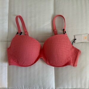 Shade & Shore Coral Textured Bra Bikini Top